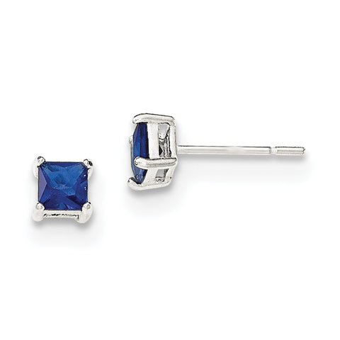 Sterling Silver Blue CZ Post Earrings QE12368 - shirin-diamonds