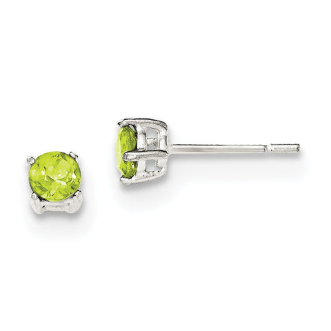 Sterling Silver Polished Green CZ Post Earrings QE12369 - shirin-diamonds