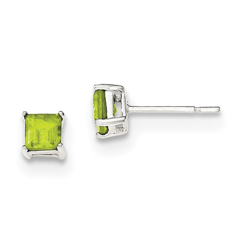 Sterling Silver Polished Green CZ Post Earrings QE12370 - shirin-diamonds