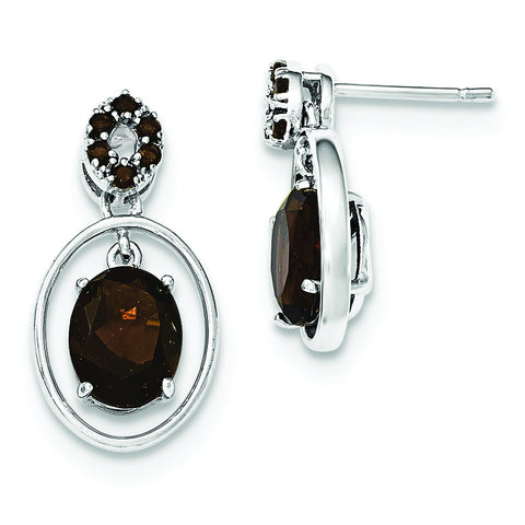 Sterling Silver Smoky Quartz Post Dangle Earrings QE12633SQ - shirin-diamonds