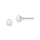 Sterling Silver 4-5mm White FW Cultured Round Pearl Stud Earrings QE12731 - shirin-diamonds