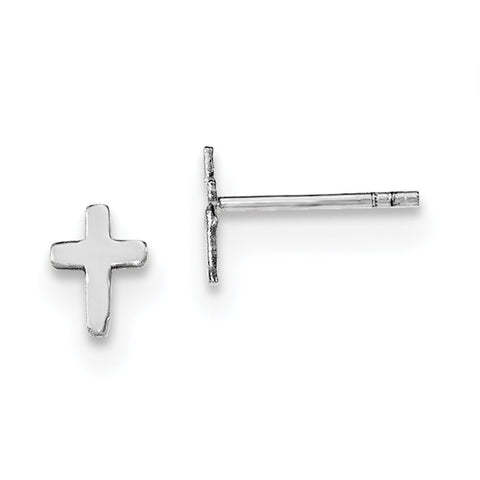 Sterling Silver Rhodium-plated Polished Cross Post Earrings QE12949 - shirin-diamonds