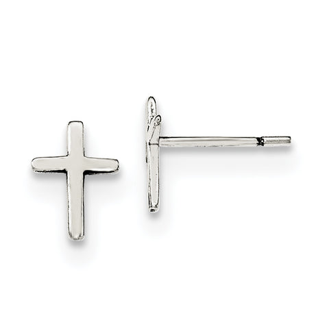Sterling Silver Polished and Antiqued Cross Post Earrings QE12964 - shirin-diamonds