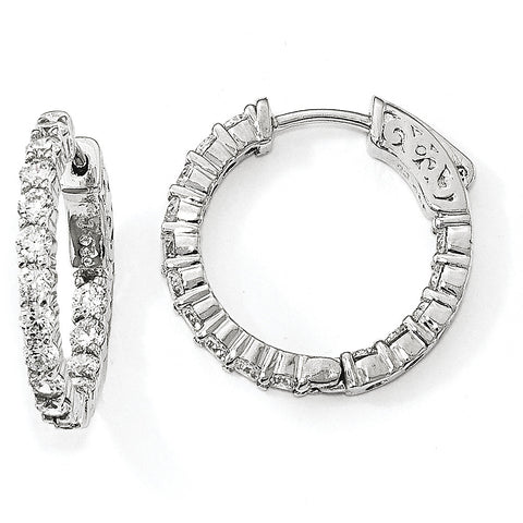 Sterling Silver Rhodium-plated CZ In & Out Hoop Earrings QE12994 - shirin-diamonds