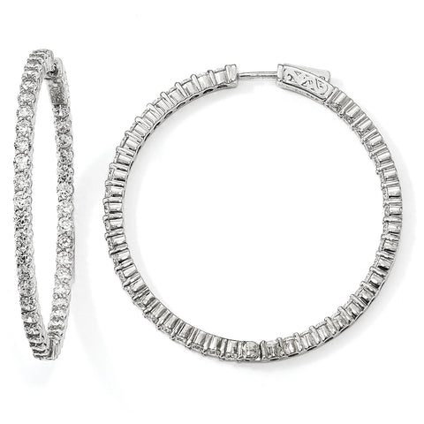 Sterling Silver Rhodium-plated CZ In & Out Hoop Earrings QE12995 - shirin-diamonds