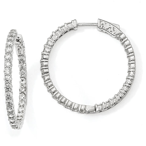 Sterling Silver Rhodium-plated CZ In & Out Round Hoop Earrings QE12996 - shirin-diamonds
