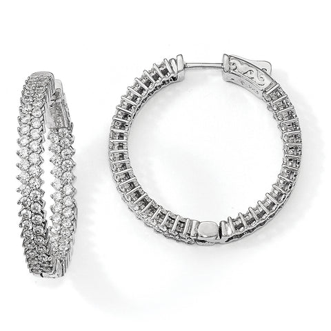 Sterling Silver Rhodium-plated CZ In & Out Hoop Earrings QE13006 - shirin-diamonds