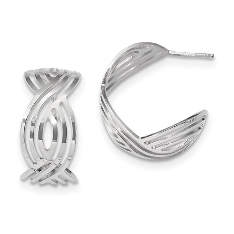Sterling Silver Rhodium-plated Polished Post Hoop Earrings QE13042 - shirin-diamonds