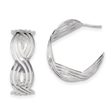 Sterling Silver Rhodium-plated Polished Post Hoop Earrings QE13043 - shirin-diamonds