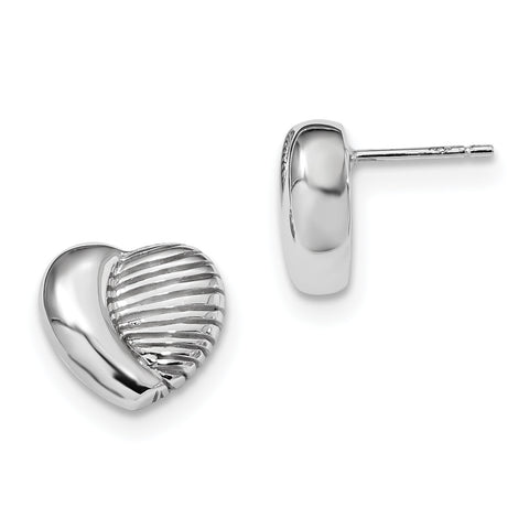 Sterling Silver Rhodium-plated Heart Post Earrings QE13069 - shirin-diamonds