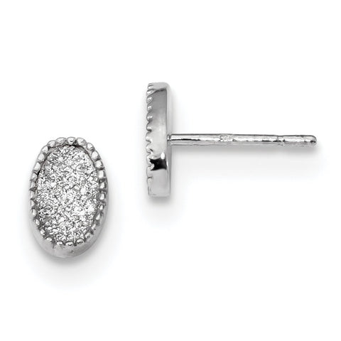 Sterling Silver Rhodium-plated Enamel Glitter Fabric Oval Post Earrings QE13286 - shirin-diamonds