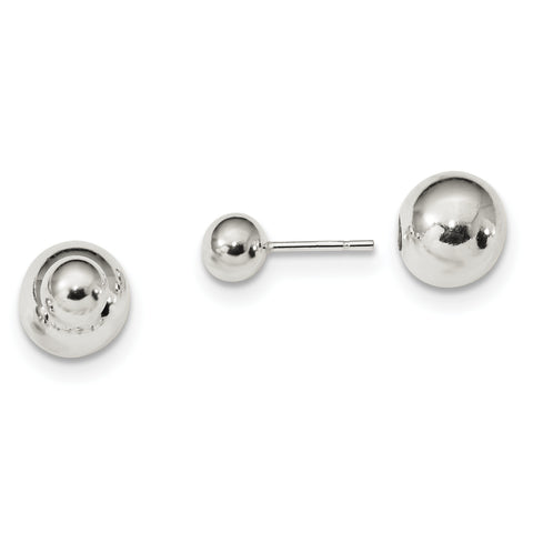 Sterling Silver Polished Ball Front Back Post Earrings QE13321 - shirin-diamonds