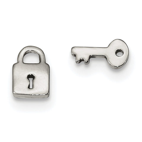 Sterling Silver Polished Left and Right Lock/Key Post Earrings QE13427 - shirin-diamonds