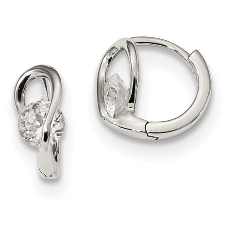 Sterling Silver CZ Hinged Hoop Earrings QE13645 - shirin-diamonds