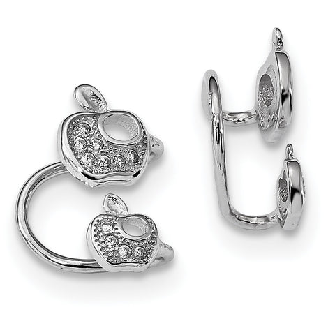 Sterling Silver Rhodium-plated CZ Double Apple Left Cuff Earring QE13680 - shirin-diamonds