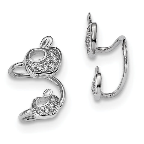 Sterling Silver Rhodium-plated CZ Double Apple Right Cuff Earring QE13681 - shirin-diamonds