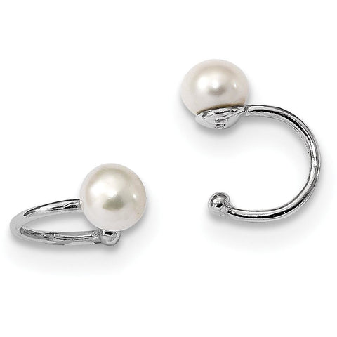 Sterling Silver Rhodium-plated FW Cultured Pearl Cuff Earrings QE13686 - shirin-diamonds