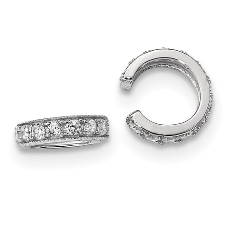 Sterling Silver Rhodium-plated CZ Ear Cuff Earrings QE13688 - shirin-diamonds
