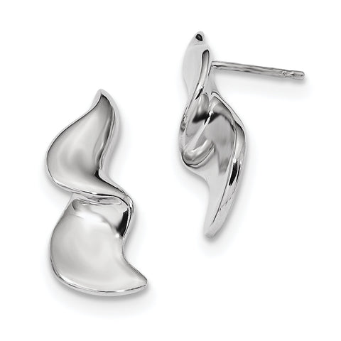 Sterling Silver Rhodium-plated Ribbon Post Earrings QE13950 - shirin-diamonds