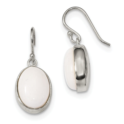 Sterling Silver White Mountain Jade Shepherd Hook Earrings QE14006 - shirin-diamonds