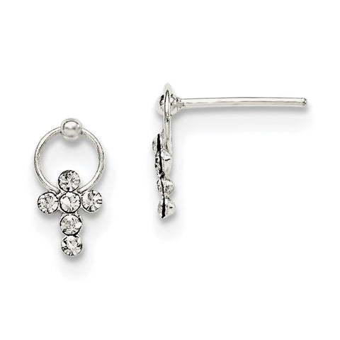 Sterling Silver CZ Cross Earrings QE1623 - shirin-diamonds