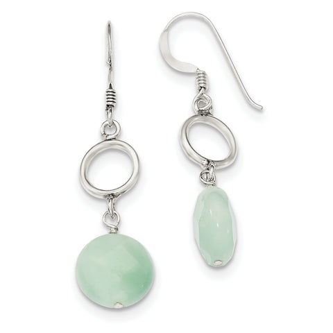 Sterling Silver Green Jade Earrings QE2370 - shirin-diamonds