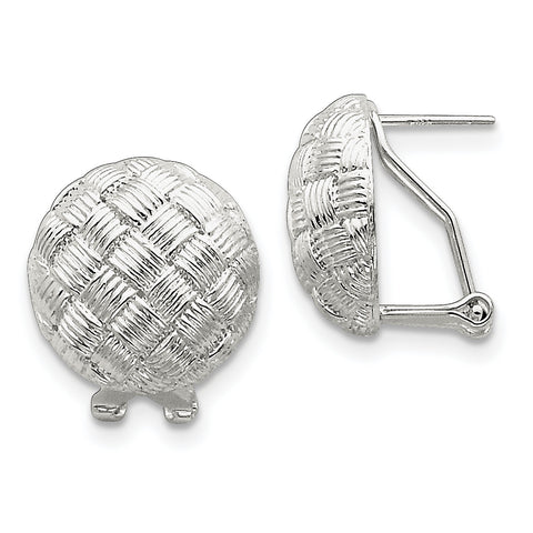 Sterling Silver Round Fancy Omega Back Earrings QE2931 - shirin-diamonds