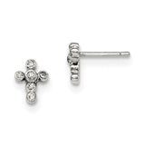 Sterling Silver CZ Cross Earrings QE3082 - shirin-diamonds
