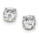 Sterling Silver Round CZ Stud Earrings QE319 - shirin-diamonds