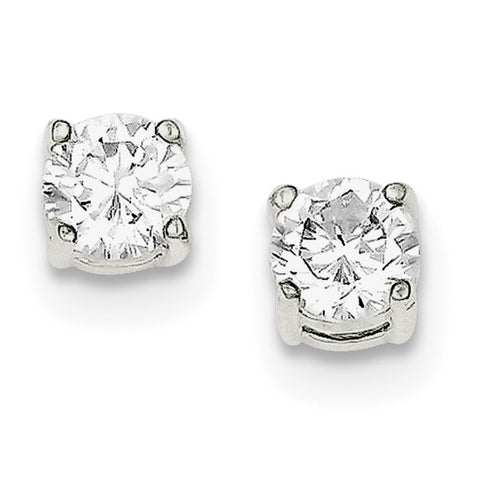 Sterling Silver Round CZ Stud Earrings QE320 - shirin-diamonds