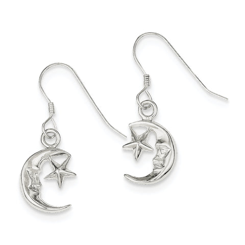 Sterling Silver Moon & Star Earrings QE32 - shirin-diamonds