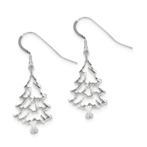 Sterling Silver Christmas Tree Earrings QE3341 - shirin-diamonds