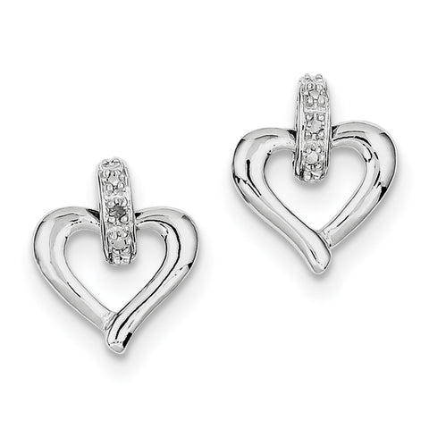 Sterling Silver Rhodium Heart w/Diam. Earrings QE3454 - shirin-diamonds