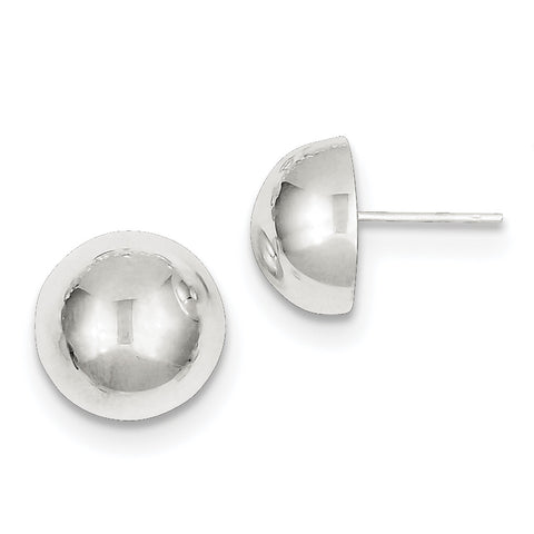 Sterling Silver 12mm Half Ball Earrings QE3496 - shirin-diamonds