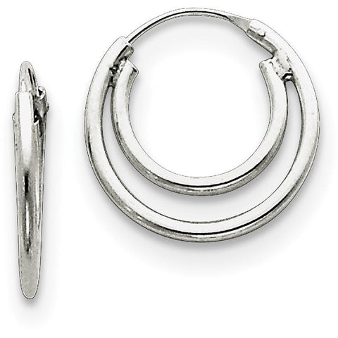 Sterling Silver Double Hoop Earrings QE3718 - shirin-diamonds