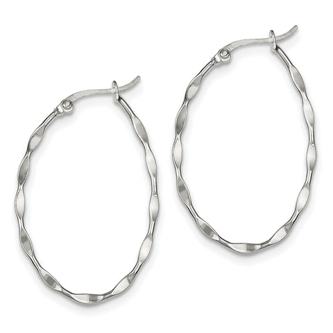 Sterling Silver Twisted Oval Hoop Earrings QE3778 - shirin-diamonds