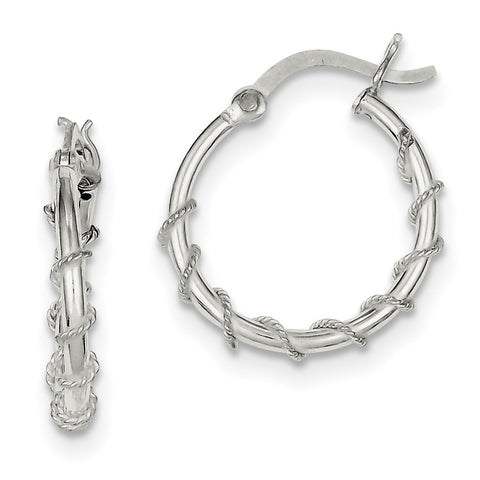 Sterling Silver Wrapped Hoop Earrings QE3786 - shirin-diamonds