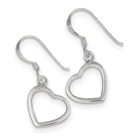Sterling Silver Heart Dangle Earrings QE4213 - shirin-diamonds