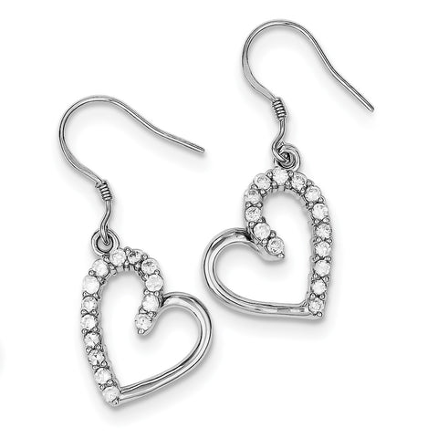 Sterling Silver CZ Heart Earrings QE4215 - shirin-diamonds
