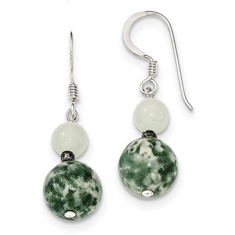 Sterling Silver Green Moss Agate & Green Quartz Earring QE4253 - shirin-diamonds