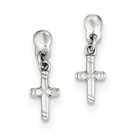 Sterling Silver Dangle Cross Earrings QE4275 - shirin-diamonds