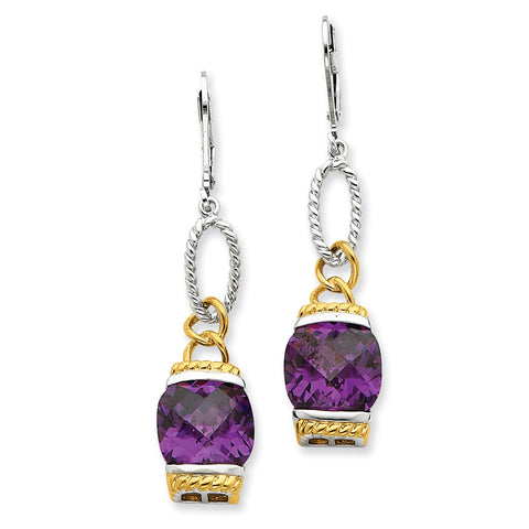 Sterling Silver Vermeil Purple CZ Earrings QE4335 - shirin-diamonds
