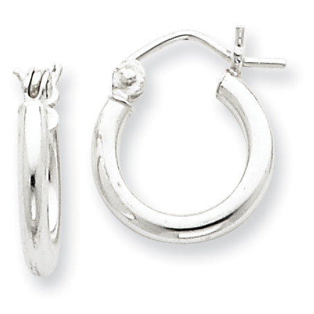 Sterling Silver Rhodium-plated 2mm Hoop Earrings QE4375 - shirin-diamonds