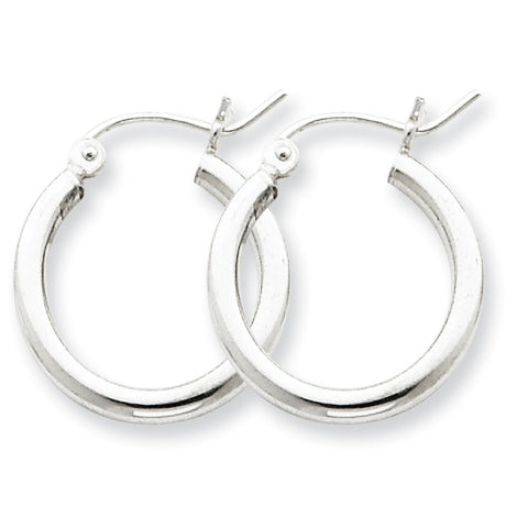 Sterling Silver Rhodium-plated 2mm Hoop Earrings QE4376 - shirin-diamonds
