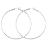 Sterling Silver Rhodium-plated 2mm Hoop Earrings QE4379 - shirin-diamonds