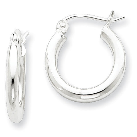 Sterling Silver Rhodium-plated 2.5mm Tube Hoop Earrings QE4382 - shirin-diamonds