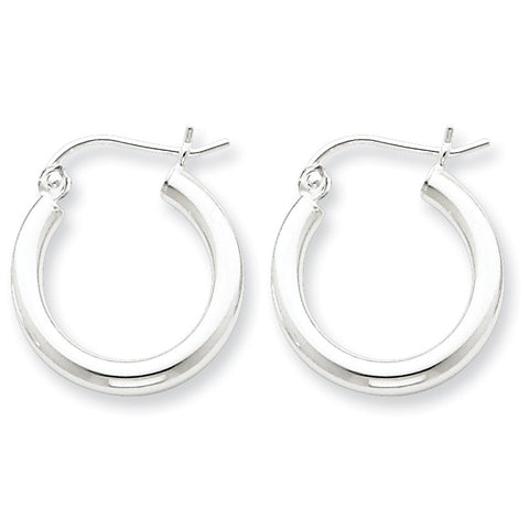 Sterling Silver Rhodium-plated 2.5mm Tube Hoop Earrings QE4383 - shirin-diamonds