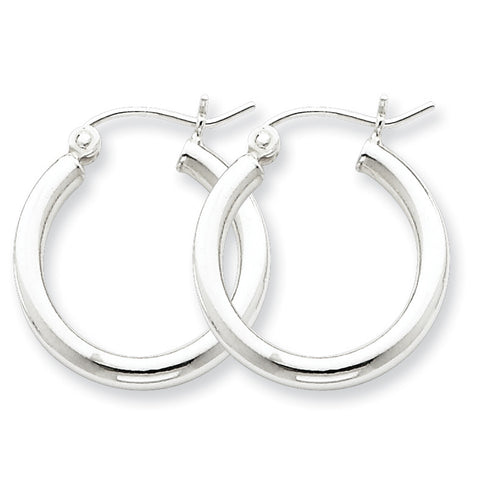 Sterling Silver Rhodium-plated 2.5mm Round Hoop Earrings QE4384 - shirin-diamonds