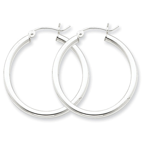 Sterling Silver Rhodium-plated 2.5mm Round Hoop Earrings QE4386 - shirin-diamonds
