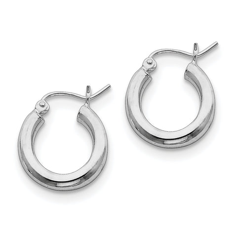 Sterling Silver Rhodium-plated 3mm Round Hoop Earrings QE4397 - shirin-diamonds